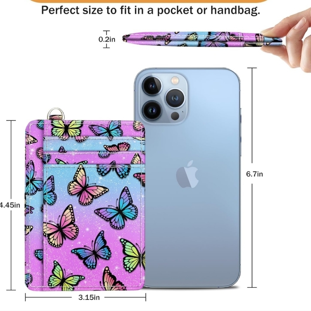 Butterfly Pattern Phone Wallet Case - Picture 5 of 6